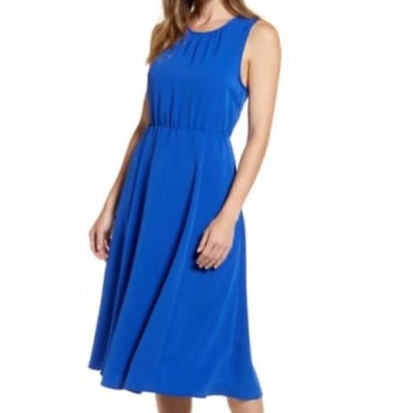 NEW Bobeau Royal Blue Sleeveless Midi Dress - Picture 1 of 4